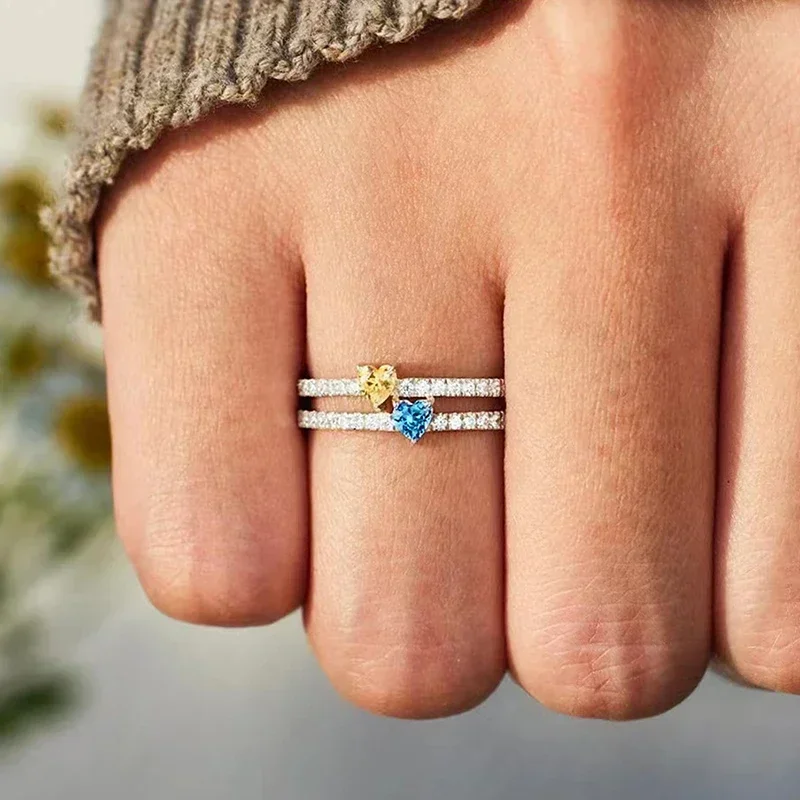 Womens Ring 2025 Heart CZ Women Rings for Wedding New Trendy Accessories Dazzling Female Fashion Love Jewelry