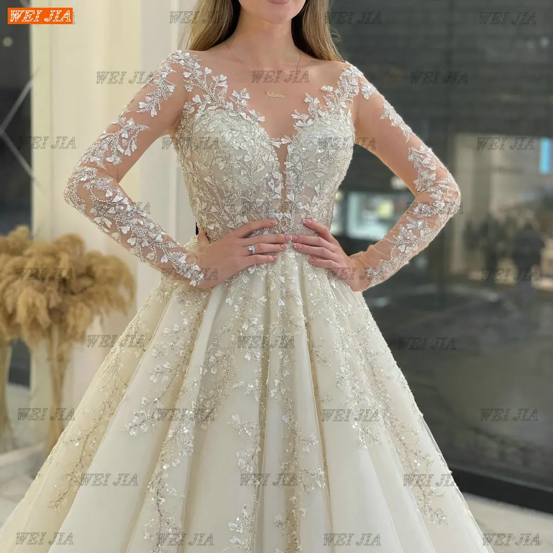 black wedding dresses Luxury Beading Wedding Dresses 2022 White Vestido De Casamento Long Sleeves Appliqued O Neck Women Bridal Dress Ivory Trouwjurk bridesmaid dresses