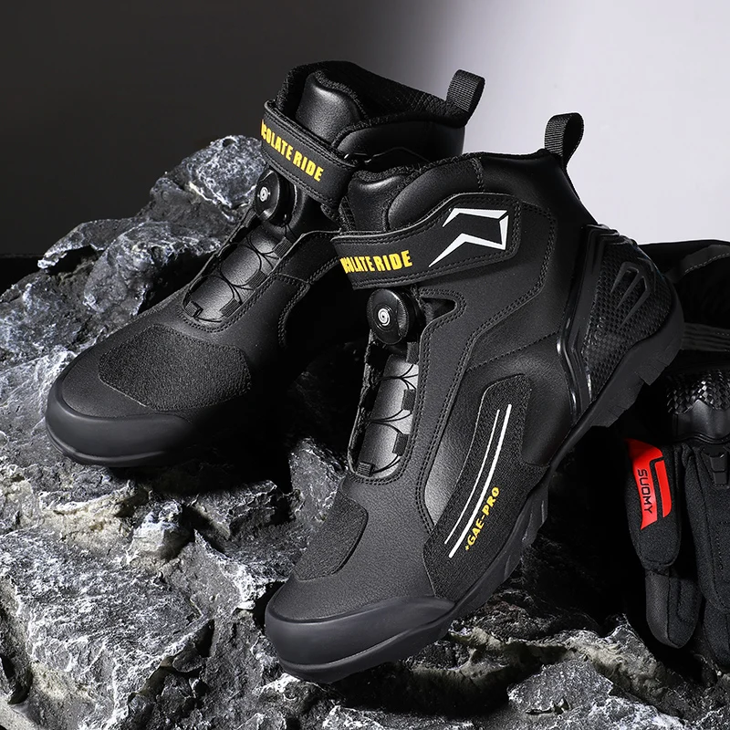 Motorcycle Shoes Motorcycle Boots Riding Boots for Men Motorcycle Leather Collision Avoidance Anti Slip Wear-Resistant Motocross Protective Shoes