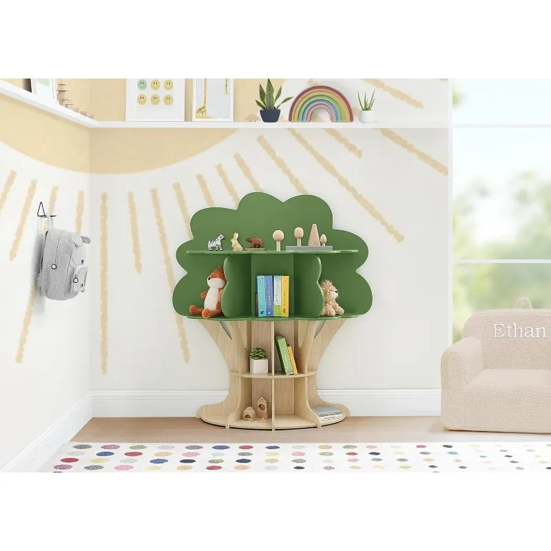 Delta Children Tree Bookcase - Greenguard Gold Certified, Fern Green/Crafted Natural 2