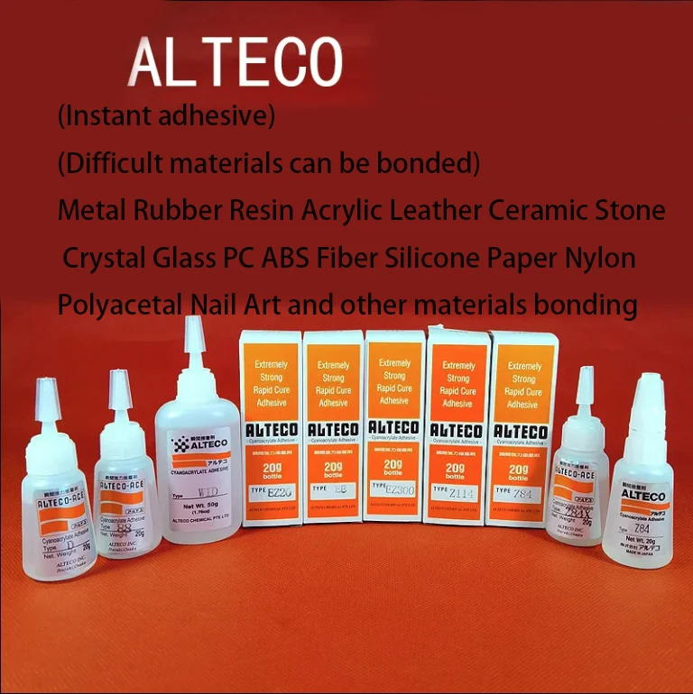 Alteco Z114 Z84X 접착제, 금속 고무 송진, 아크릴 가죽, 세라믹 스톤, 크리스탈 유리, PC, ABS 섬유, 기타 재료 본딩