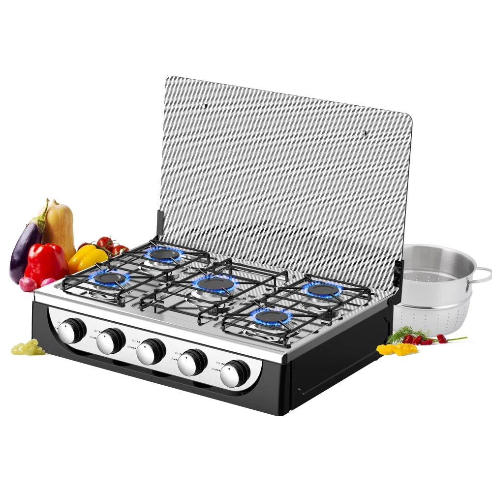 5 Burner Multi Function Cooktop Five Cooker Counter Top Cook Hob Commercial Range Heavy Table Gas Stove for Sale