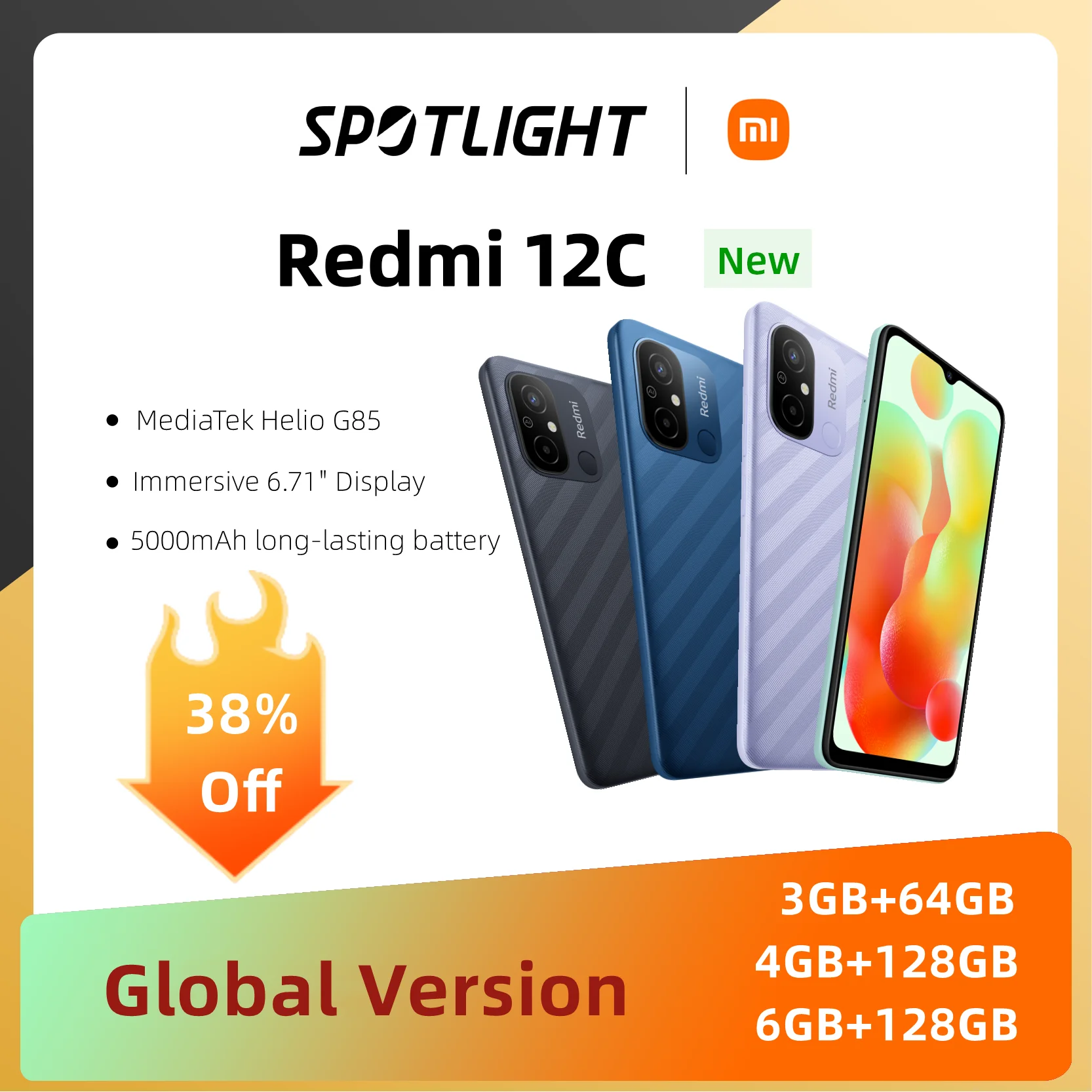 World premiere Xiaomi Redmi 12C Global Version 64GB 128GB MediaTek Helio G85 6.71" Display 50MP Camera 5000mAh