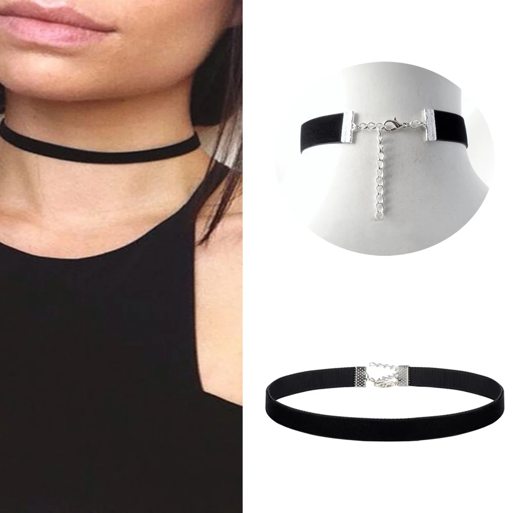 Collana Girocollo In Velluto Nero - Stile Gotico, Regolabile, Per Halloween E Cosplay