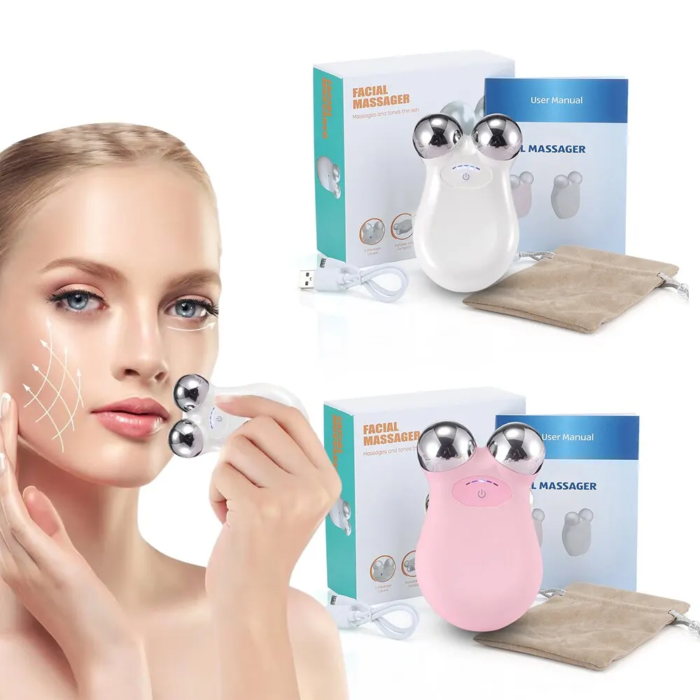 New Rechargeable Face Massager 5 Gears Electric Micro-Current 3D EMS Firming Micro Current Deedema Decree Wrinkle Skin_voghion.com