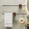 Wood Towel Rack shelves Hanger Bath Towel Holder Wall Hanging Towel Bar Space Aluminum Bathroom Shelf Kitchen Storage Rack 1