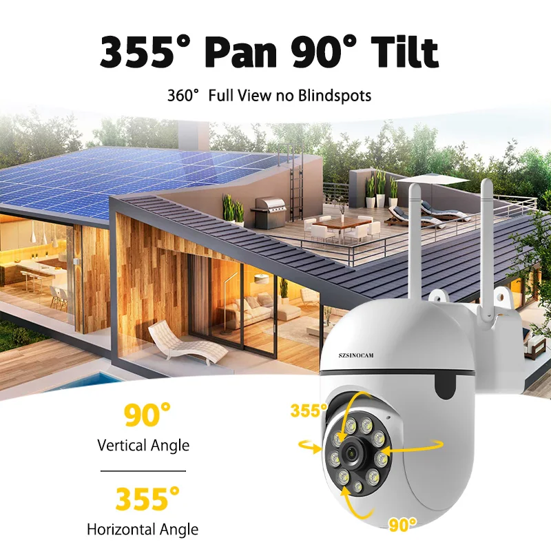 SZSINOCAM 3MP Wifi IP Wireless Security Surveillance PTZ Camera 4X Zoom Cameras Tracking Two-way Audio HD Night Color Camera 4