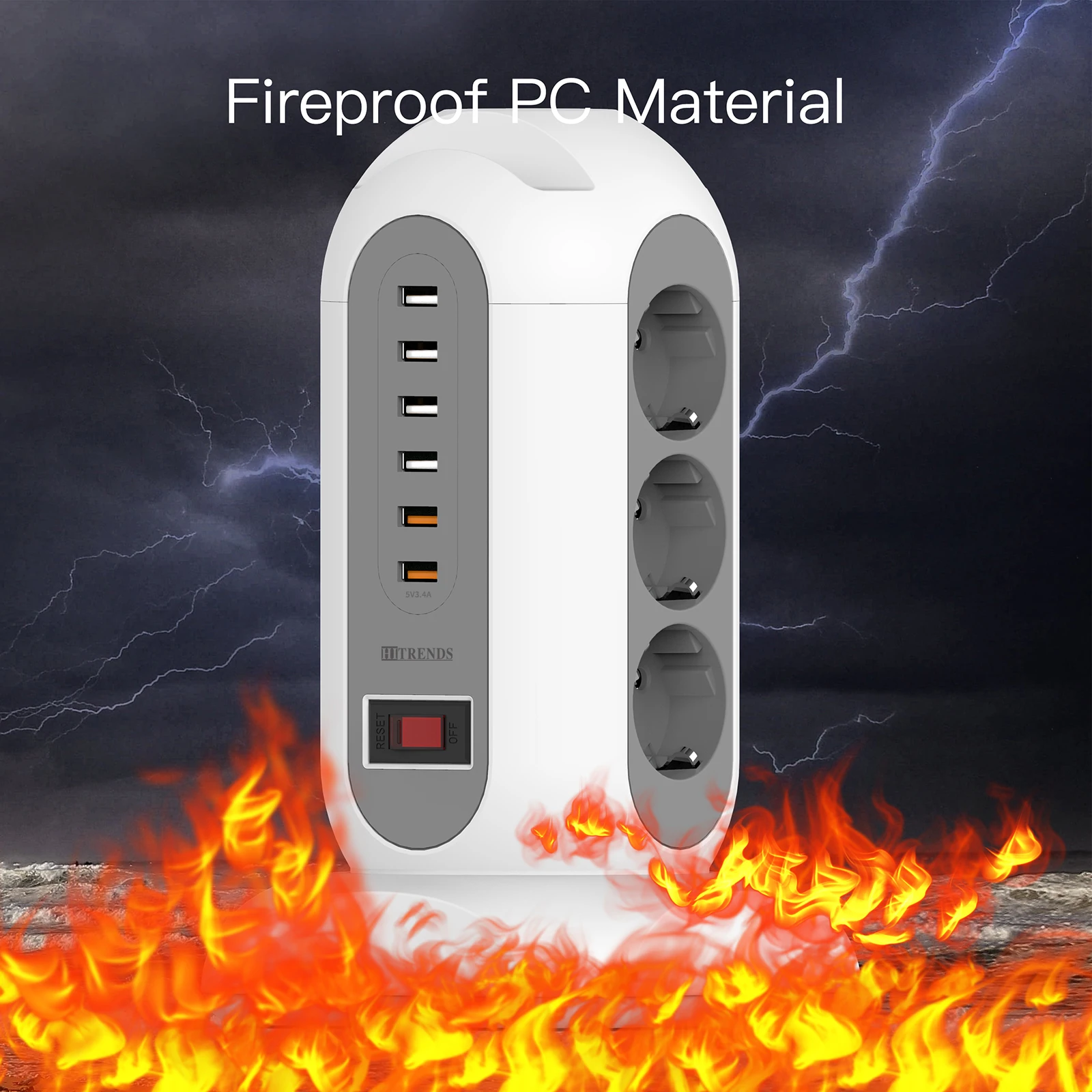 9 طريقة متعددة المقبس قطاع الطاقة مع 6 منافذ USB ا...