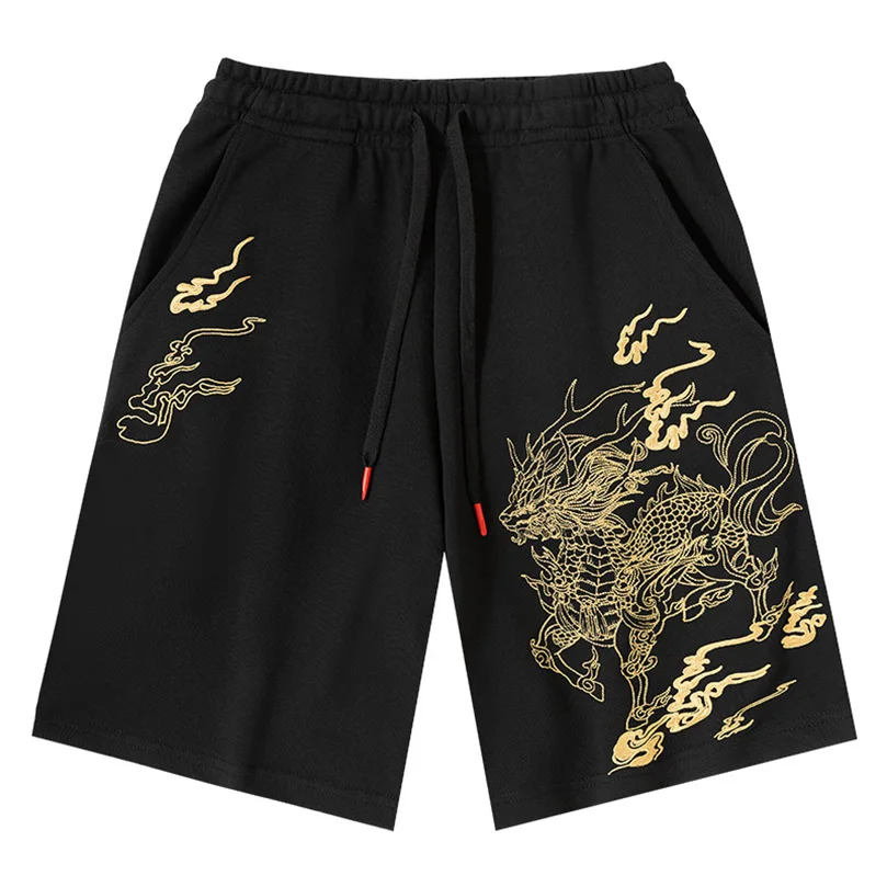

Kylin Embroidered Shorts Men's Summer Thin Cotton Sweatpants Men Casual Summer Fashion Straight Trousers 2023