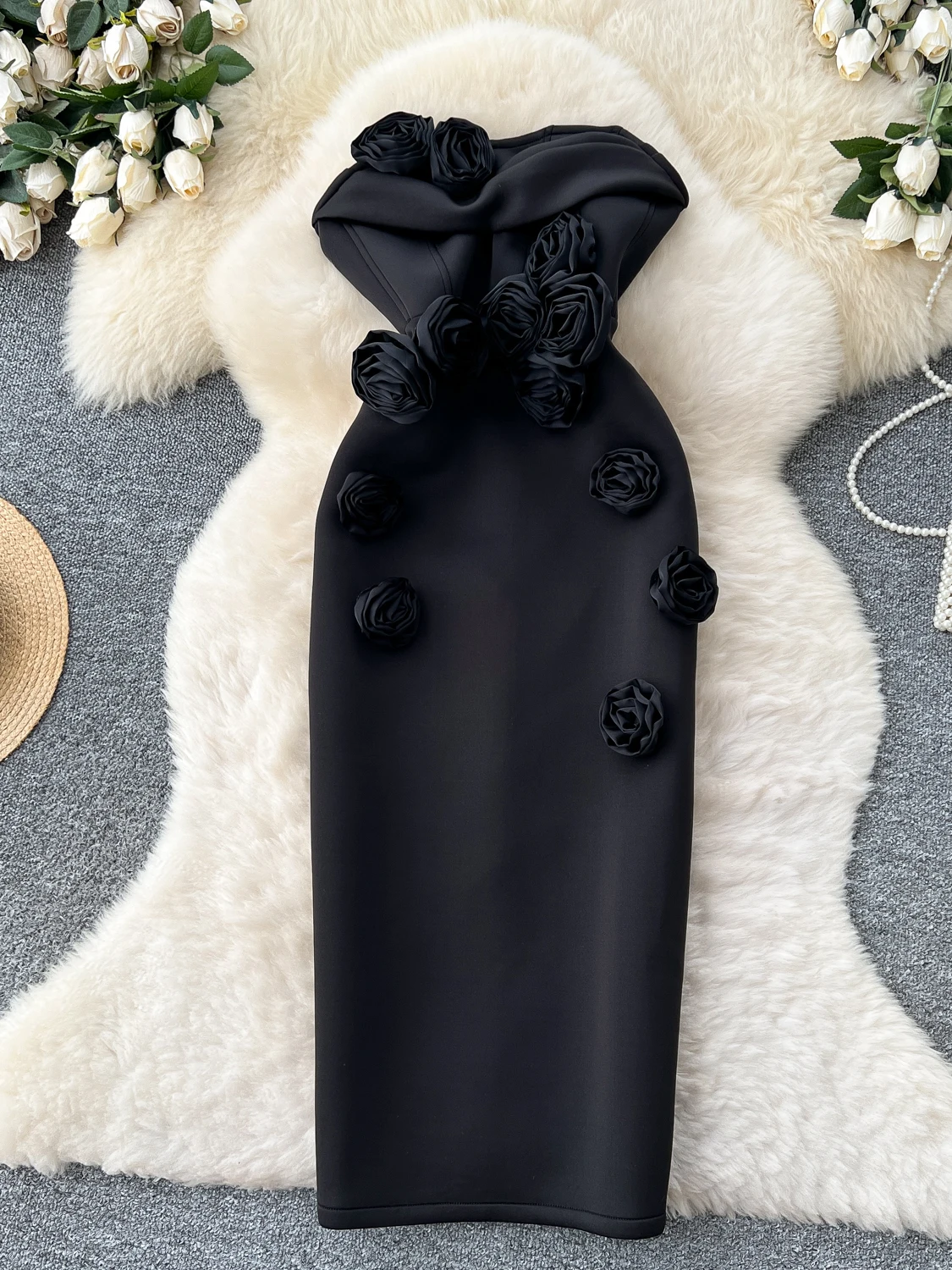 فستان حفلات زهور ثلاثية الأبعاد