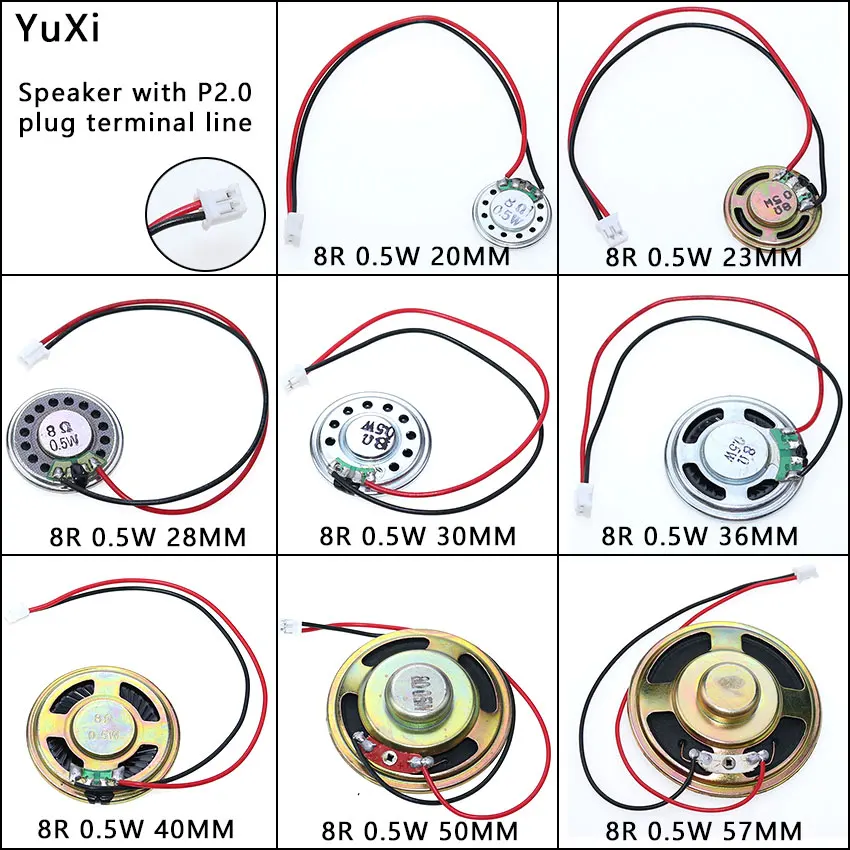 

Ultra-thin Speaker 8 Ohms 0.5 Watt Speaker 0.5W 8R Diameter 23 28 30 40 50MM 5CM Thickness With PH2.0 Terminal Wire Length 10