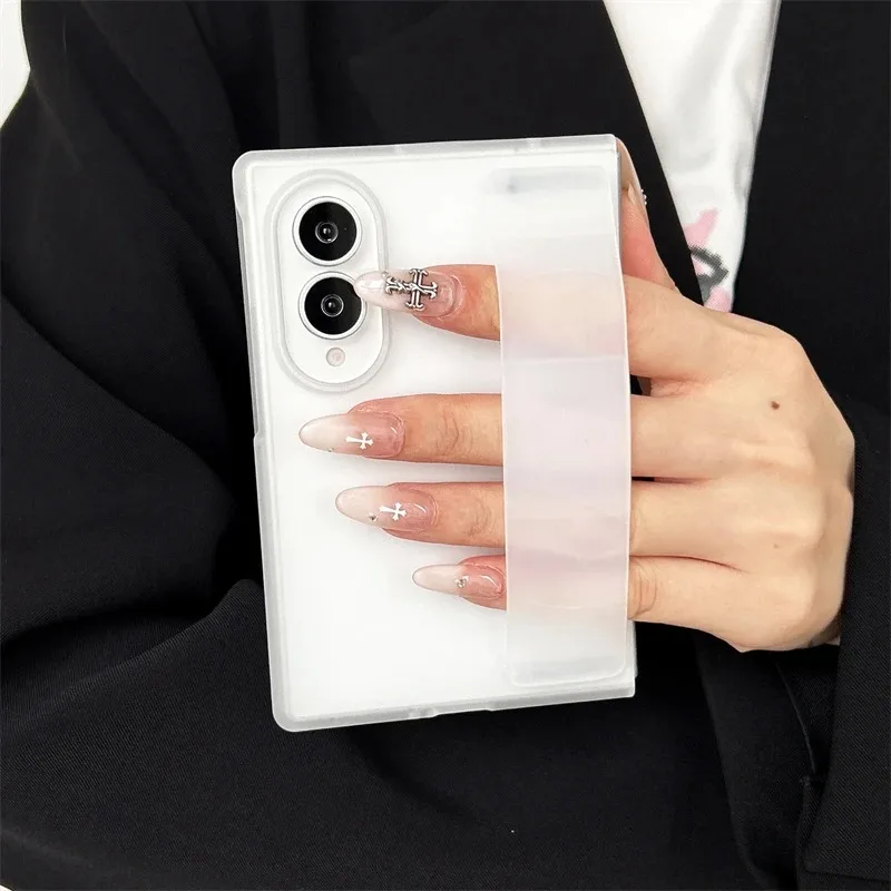 Luxury Matte Ultra Thin Folding Phone Case with Silicone Wristband - Shockproof Cover