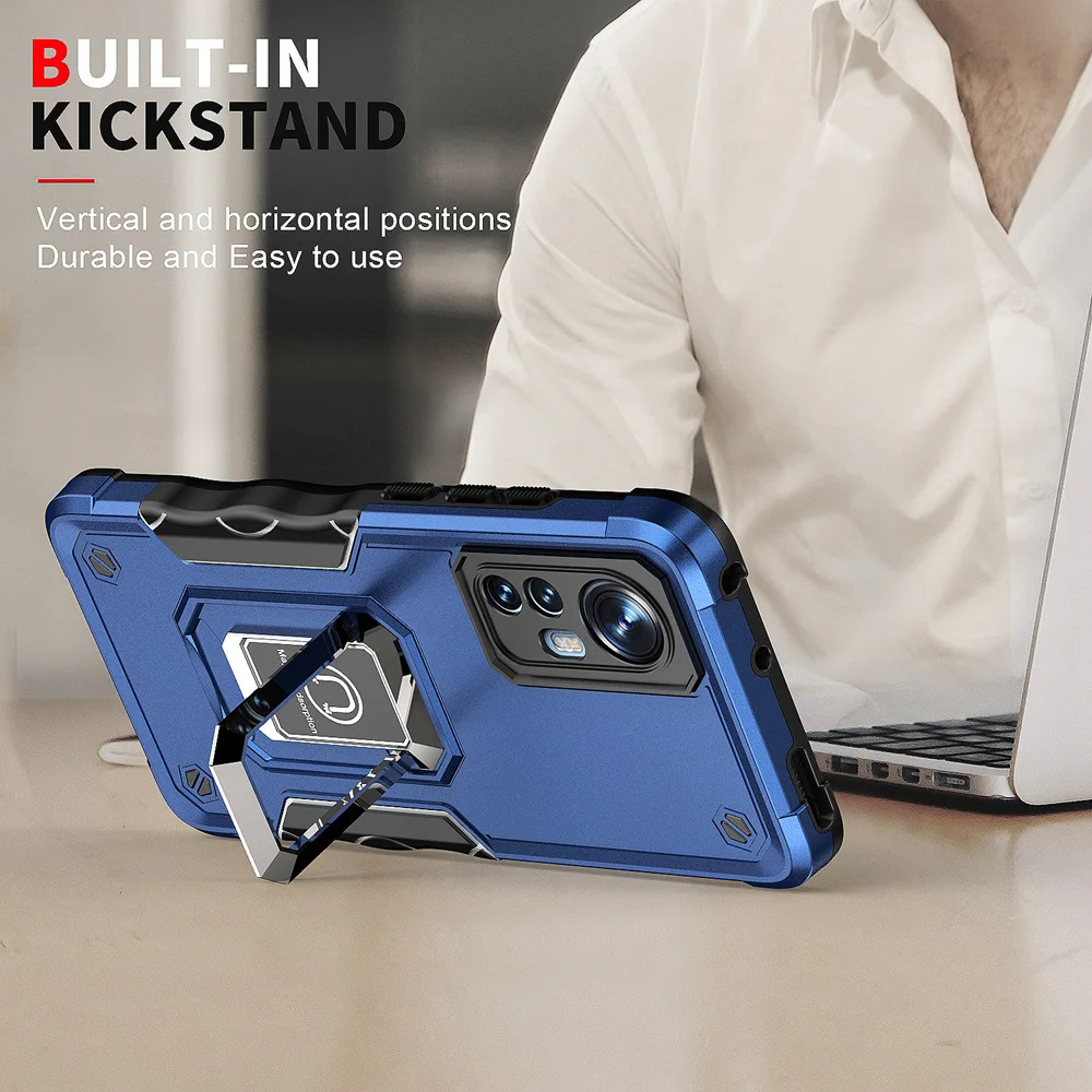 KEYSION Shockproof Armor Hülle für Xiaomi 12 12X 12 Pro, Silikon+PC-Ring, Standfunktion, Handyhülle für Xiaomi Mi 12S Pro_voghion.com