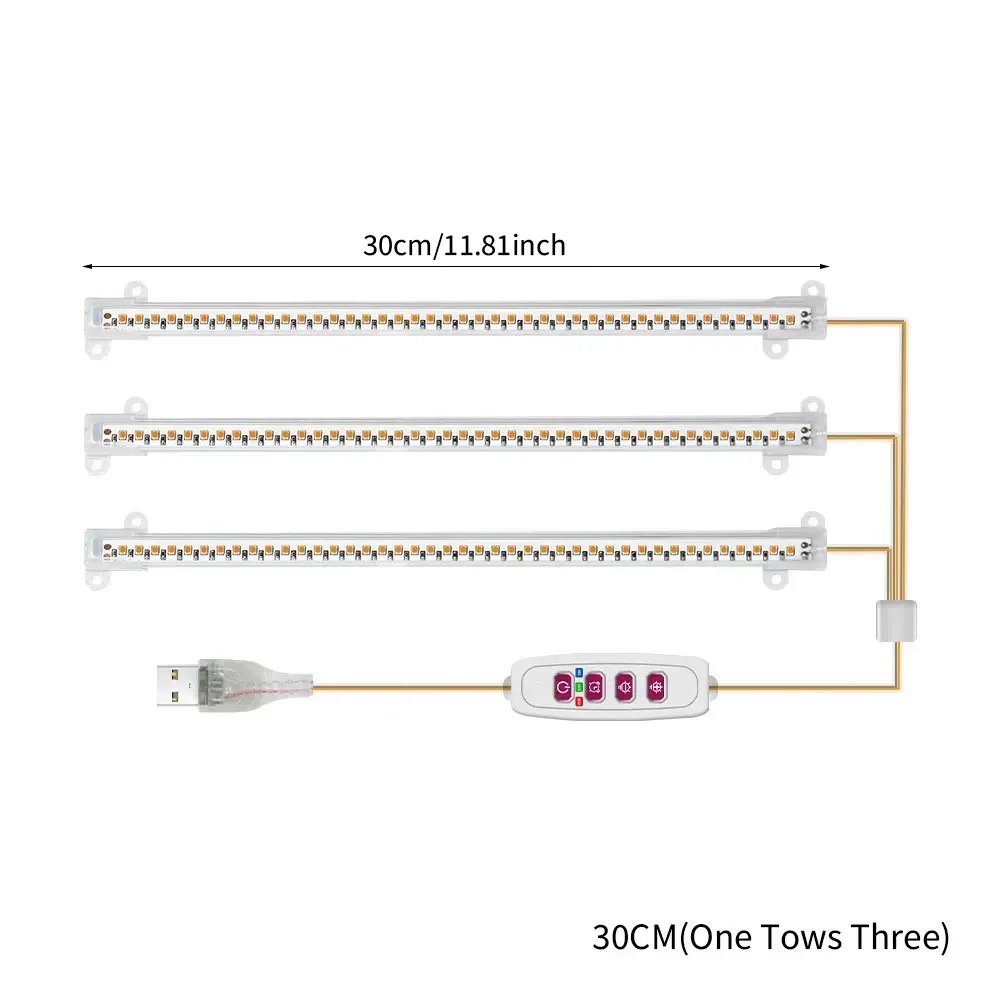 LED Grow Light Strips - Full Spectrum Dimmable USB Phyto Lamp with Timer