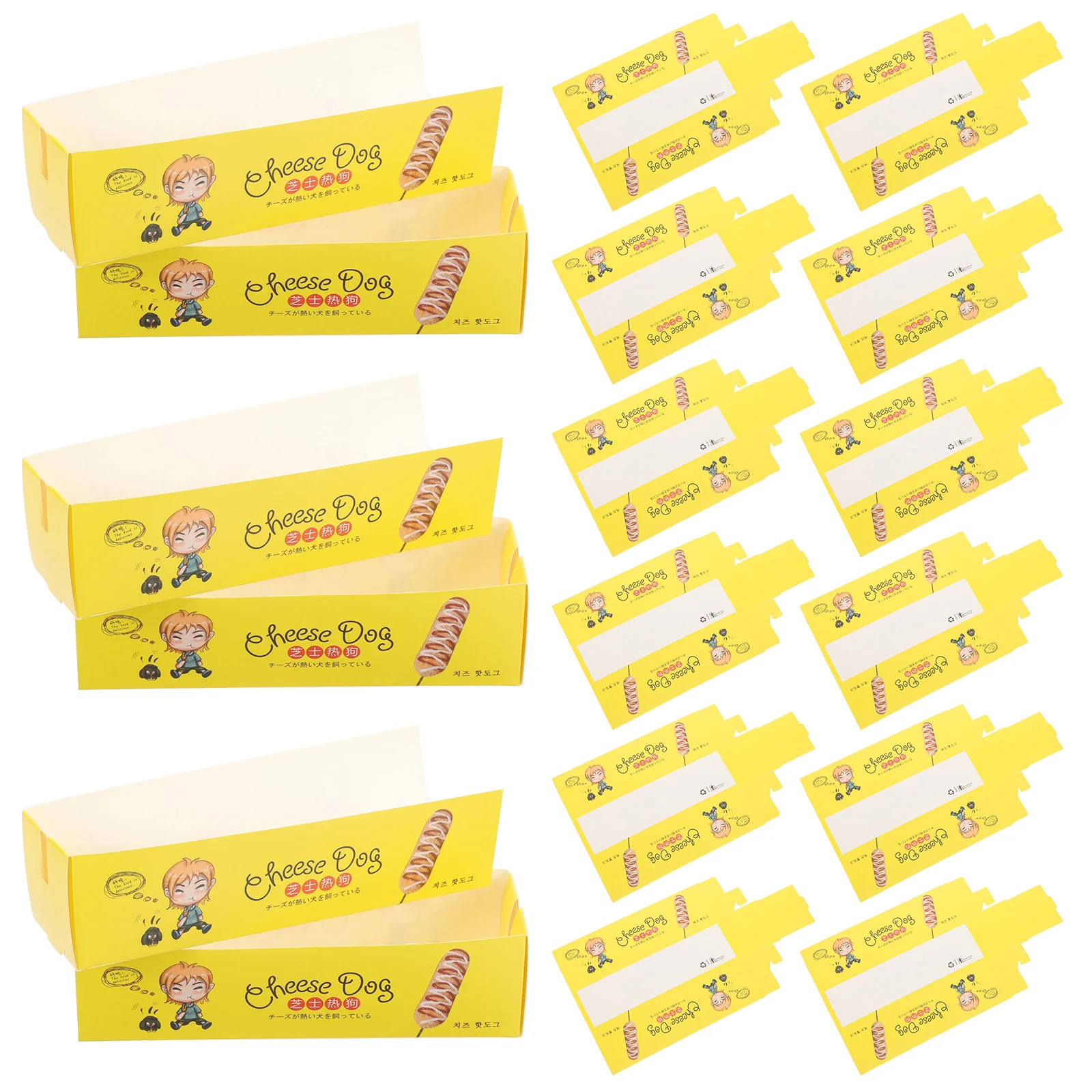

100 Pcs Cheese Disposable Takeaway Packaging Food Tray Paper Boxes for Hot Dogs