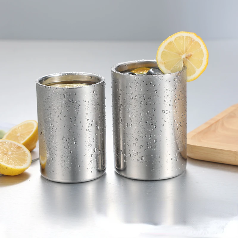 

Stainless Steel Silver Beer Mug Double Wall Coffee Tea Wine Milk Tumbler Portable Travel Water Cup Kitchen Drinkware 350ml/500ml
