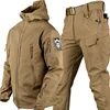 Winter Tactical Sets Men Outdoor Work Fleece Jacket Waterproof Shark Skin Soft Shell Hooded Jacket Multi-pocket Cargo Pant 2 Pcs 4