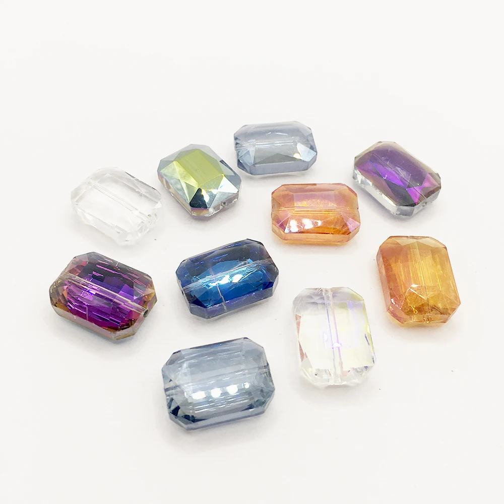 

10Pcs Austrian Crystal Rectangular Charms Jewelry Making Accessories 13X18mm Black Faceted Glass Flat Beads DIY Necklace Pendant