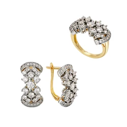 Luxurious Shiny Inlaid Zircon Jewelry Set - Elegant 14K Gold - Plated Retro Fashion (Suit - 10size)