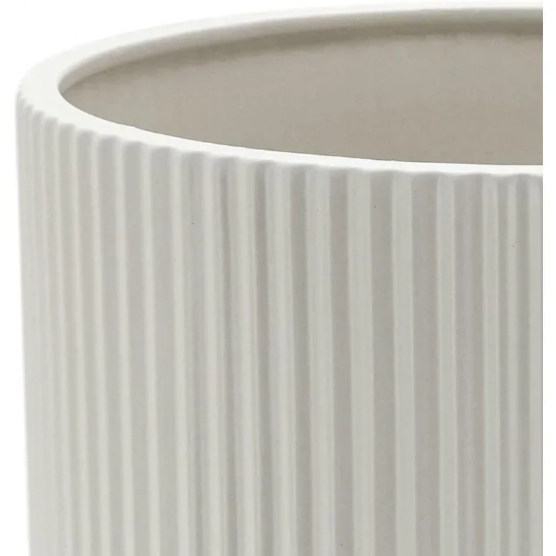 Basics Fluted Ceramic Round Planter, 10-Inch, White