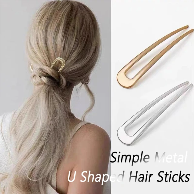 43750-2bad53.jpg Simple U Shaped Metal Hair Sticks 2 Prongs Twist Hair Fork For Buns Chignons Women Girls Ponytail Hold Daily Hairstyles Tool