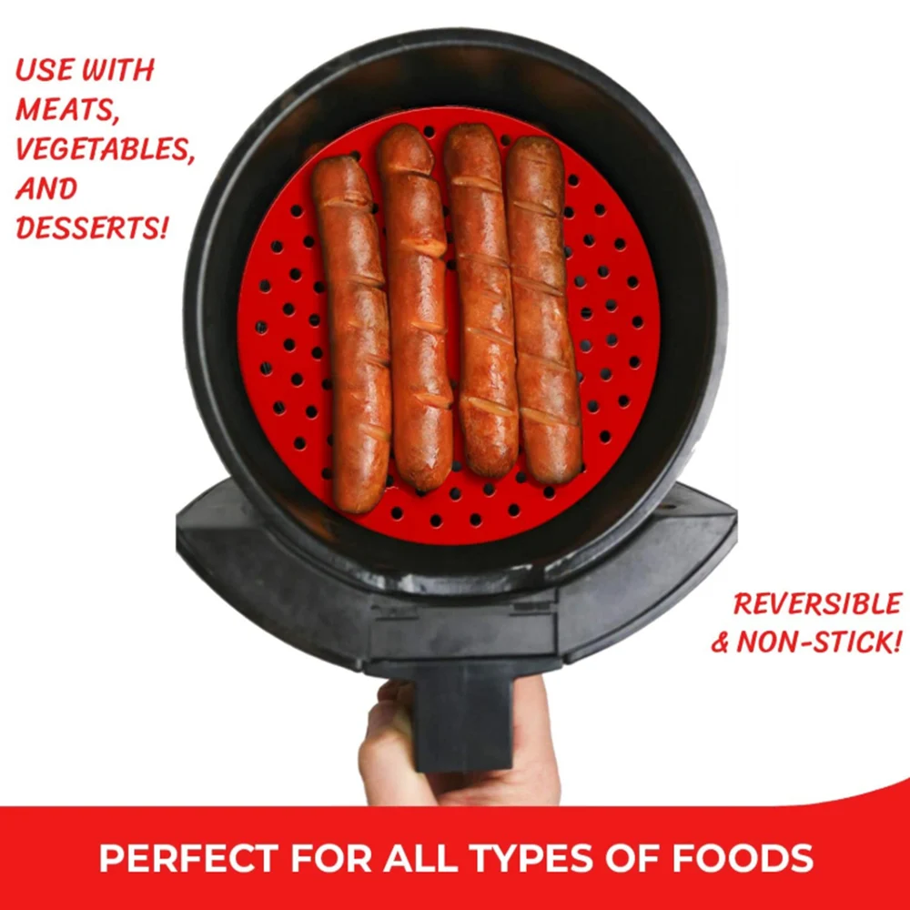 

AD-Reusable 7.5/8.5 Inch Square 8/9inch Round Non-Stick Silicone Air Fryer Basket Mats for Cosori NuWave Dash