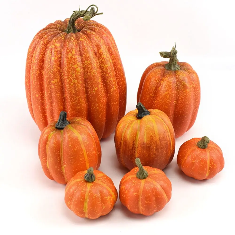 Artificial Pumpkin Decoration 7PCS Artificial Assorted Pumpkins Mini Fake DIY Pumpkin Autumn Decorations for Home