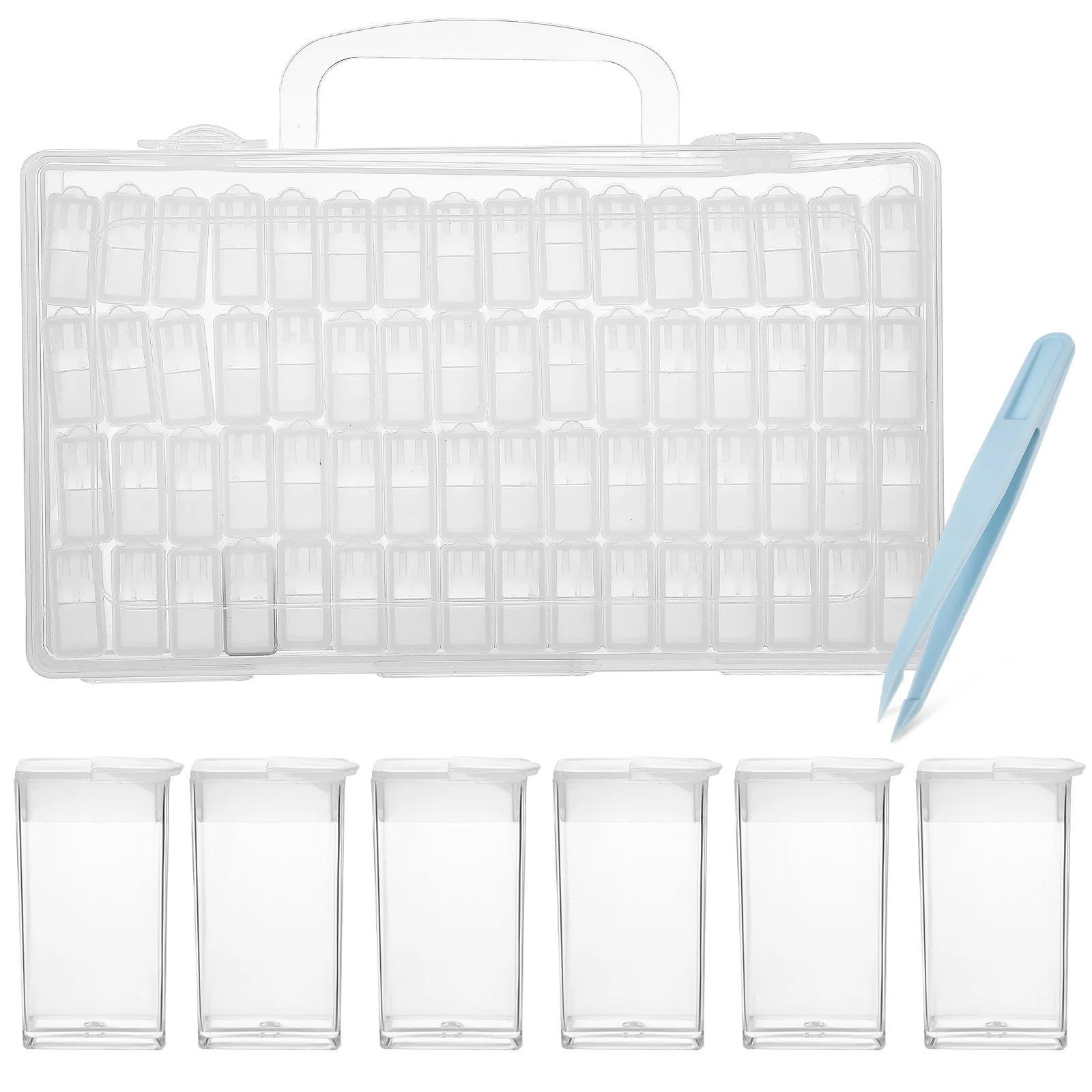 

1 Set Bead Case Multi-grid Storage Holder Clear Tool Container Box Organizer with Tweezers