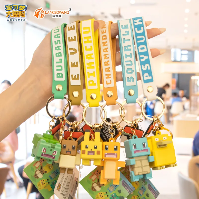 

New Cartoon Keychain Pokemon Pikachu Bulbasaur Charmander Squirtle Psyduc Marill Animation Peripheral Children's PVC Bag Pendant