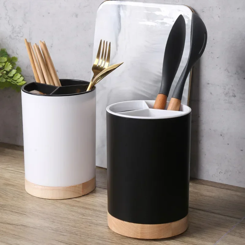Utensil Holder Cutlery Drainer Kitchen Tableware Storage Bucket Plastic Spoon Chopstick Storage Rack Detachable Kitchen Tools 2