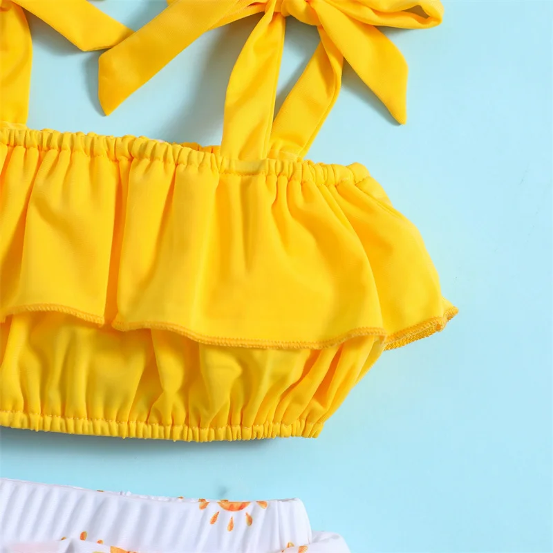 Summer Swimwear Suit Girls Sweet Swimsuit Set Kids Bow Swimming Costume Two Piece Children's New Casual Beachwear 7M-4 Years 3