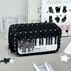 Large Capacity Piano Keyboard Pencil Case with Multiple Pockets - Durable Stationery Organizer (A1)