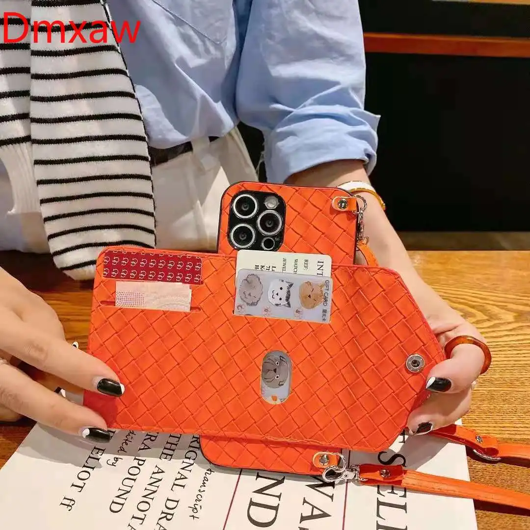 Wallter Phone Case For iPhone 14 13 12 Pro Max Mini 11 Pro Max X XR XS Max  8 7 6 6s Plus SE Weave Card Holder Coin Purse Cover