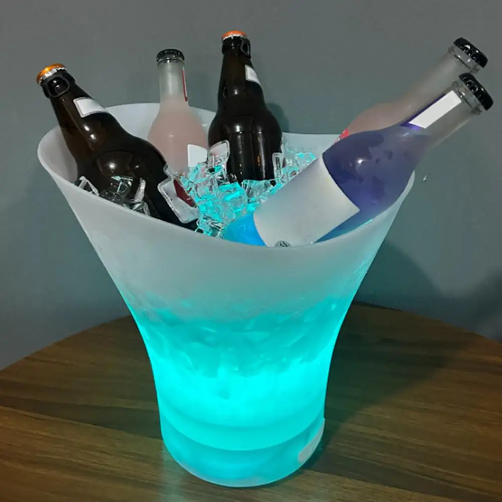 LED Ice Bucket 7L Light-up Ice Cube Colorful Radiant Waterproof Containers Drink Wireless Bucket Lighted Built-in With K9H8