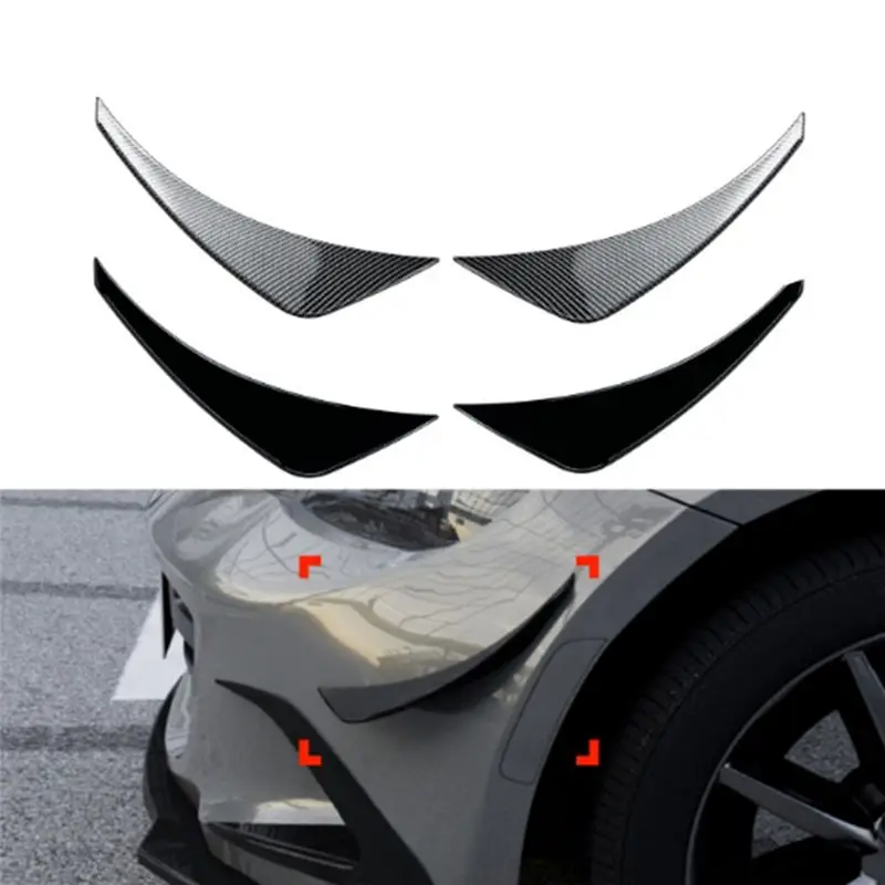 QM-카 프론트 범퍼 사이드 스플리터 스포일러 안개등 사이드 스포일러 트림 마쯔다 미아타 MX-5 ND 2016+ 글로시 블랙