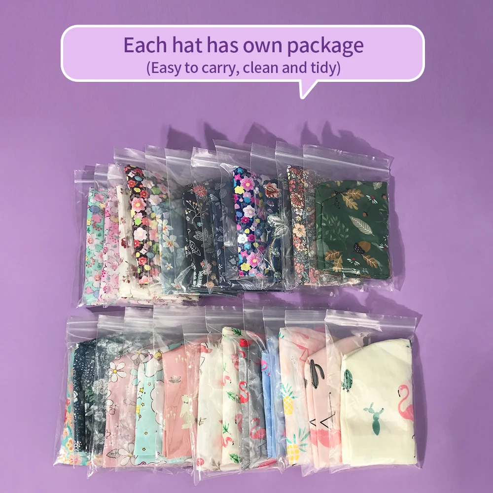 Beautician Work Hat Laboratory Unisex Scrubs Caps Breathable Cute Cartoon Floral Printed Tie Back Pet Shop