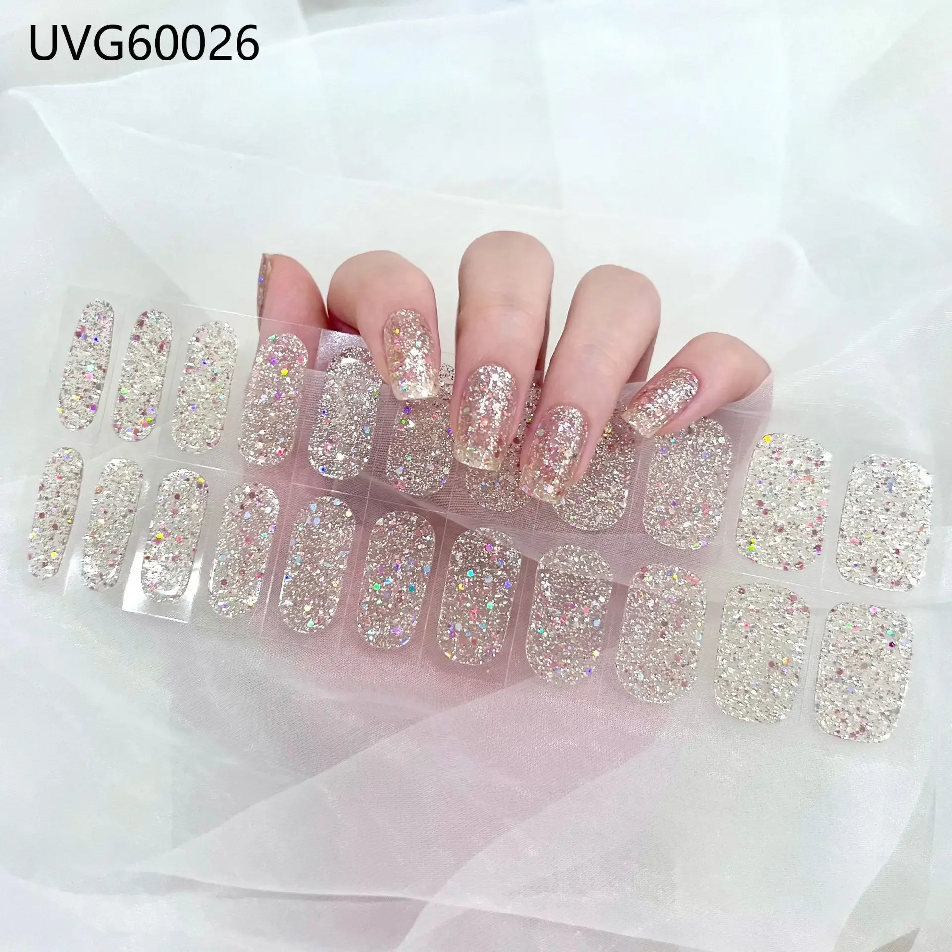 Multicolor Decals Gel Nail Stickers UV Lamp Semi Cured Gel Nails Strips High Quality Use Nail Maniko 22Tips/Sheet