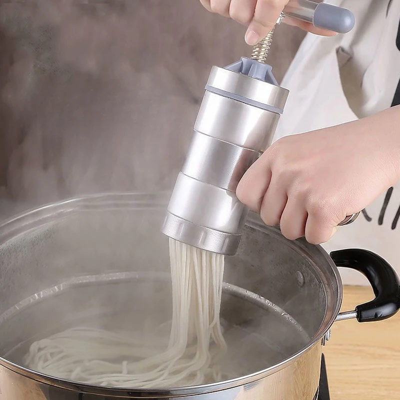 1pcs Stainless Steel Manual Noodle Maker Press Machine for Home Use Pasta Dough Roller with 2 Moulds Kitchen Tool