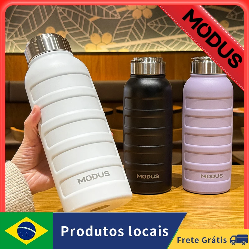 MODUS Thermos Bottle with Straw Stainless Steel Thermal Cup Car Insulated Flask Water Tumbler for Outdoor Sports 750ml