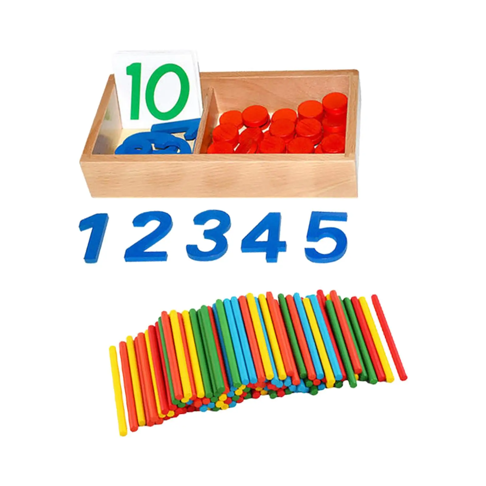 

Montessori Math Numbers Cards & Counters Set Teaching Aids for Kindergarten