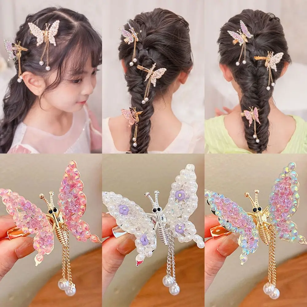 Elegant Tassel Butterfly Hair Clip with Shiny Barrette Embellishment
