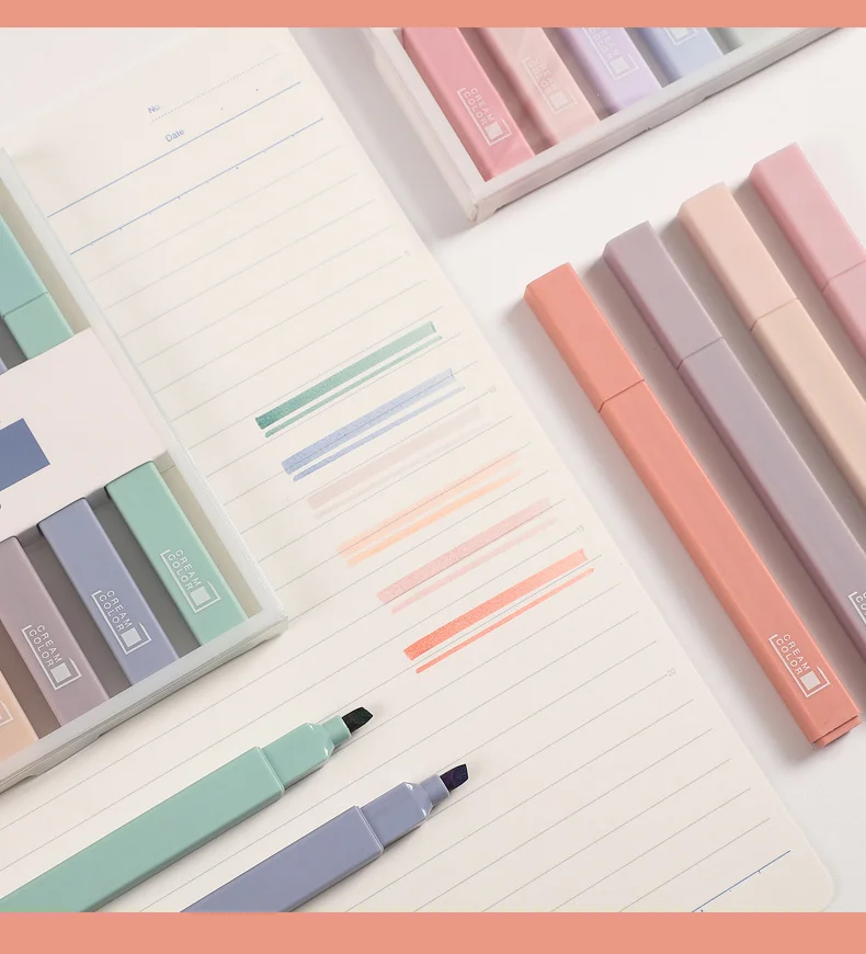 JIANWU 6pcs/set Soft Tip Highlighter Light Color Kawaii Marker Pen DIY Photo Album Journal Fluorescent Pen Student Stationery JIANWU 6pcs/set Soft Tip Highlighter Light Color Kawaii Marker Pen DIY Photo Album Journal Fluorescent Pen Student Stationery