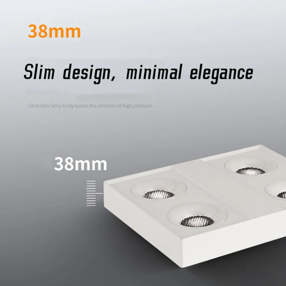 Square LED Ceiling light COB Spotlights Dimmable 12W15W 1-2-4 head chip Anti-glare Downlight Ceiling Lamp 85-265V Home business led downlight recessed ceiling spotlight ceiling lamps