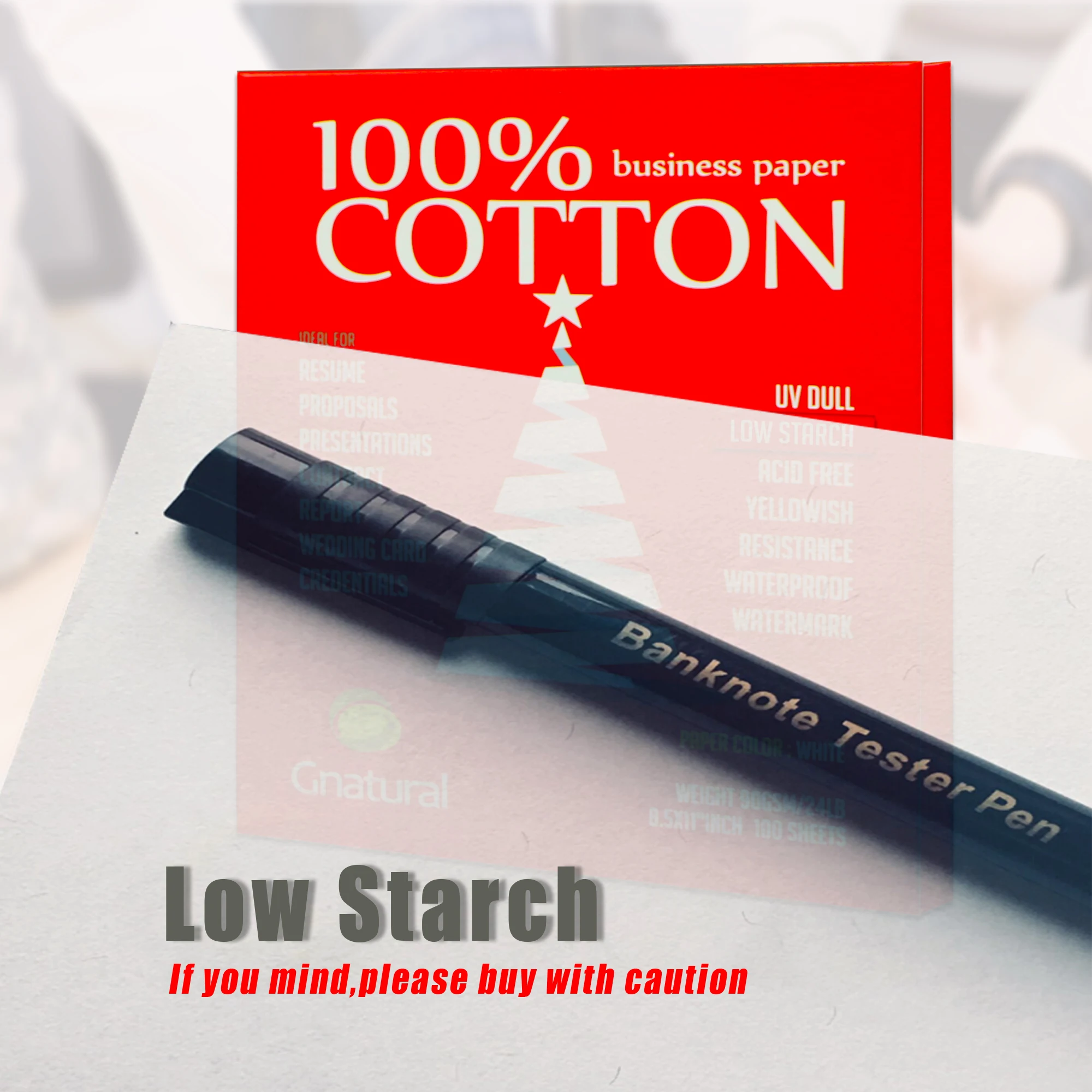 90gsm cotton paper Lette size white color watermark waterproof 500 sheets MCYT003