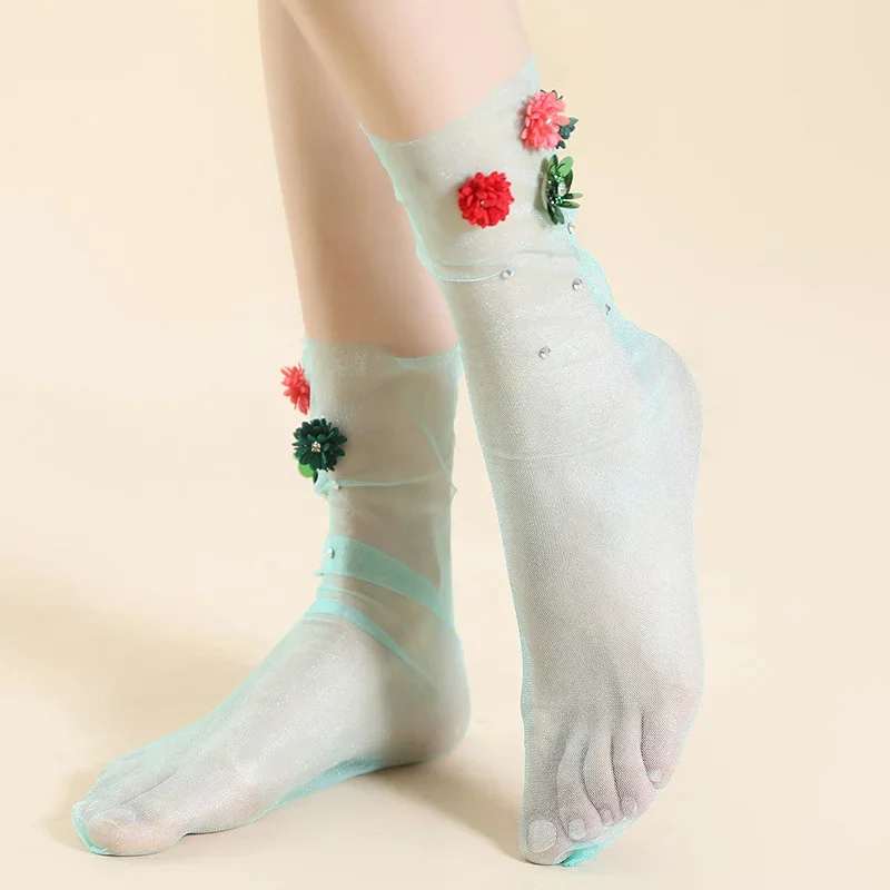 Maternidad MujerTransparent Mesh Ankle Колготки Ladies Ultra Thin Silk Stockings Socks Lolita Tulle Tights Female Medias 6