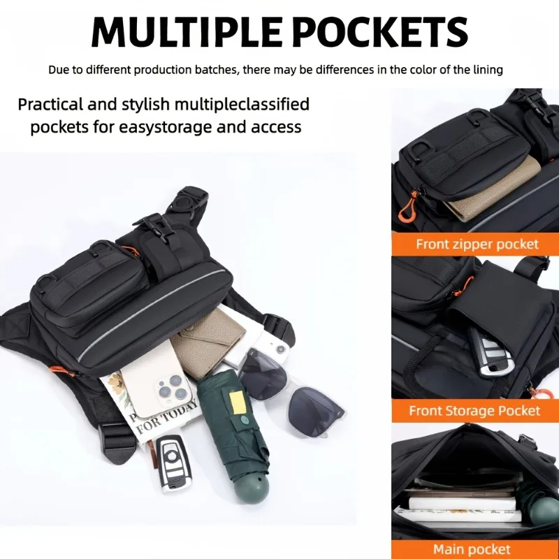 Borsa da petto da uomo e borsa da moto, borsa tattica resistente e leggera, gilet per corsa ed escursioni - immagine 4