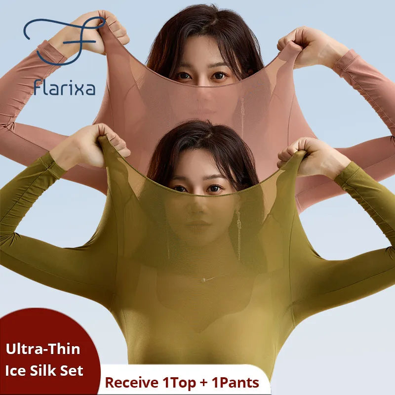 Flarixa Seamless Thermal Underwear Set Women First Layer Thermal Top Long Johns 2Pcs Suit Winter Thermo Clothing Ladies Thin