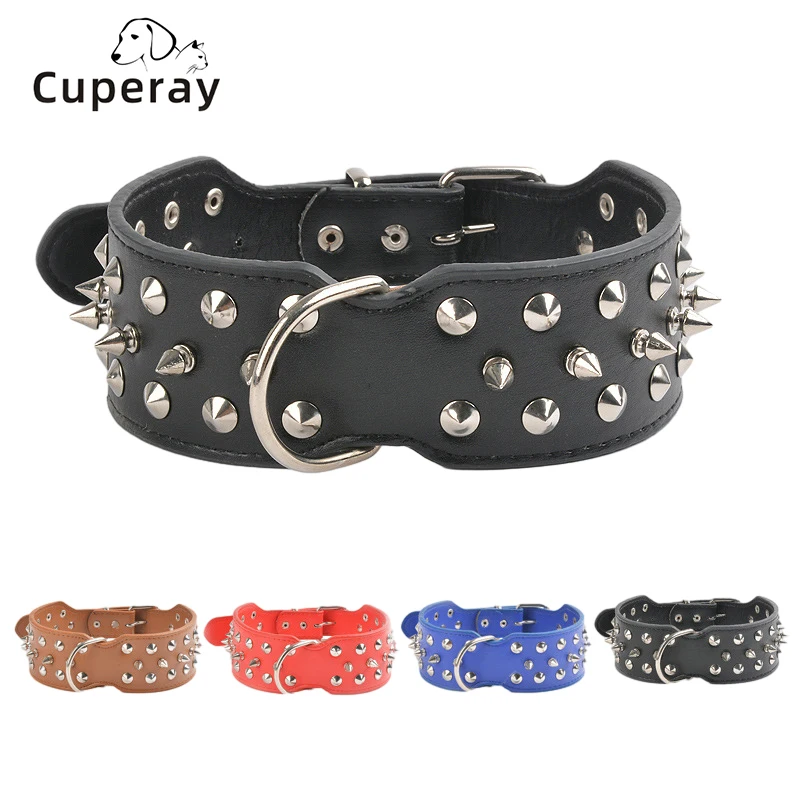 Accessori Cani Senza Marca Dog Leather Collar 5cm Spike Spiked Rivet Stud Studded Large Pet Spada Metallo