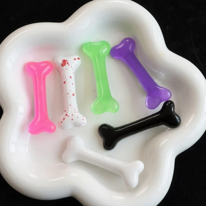 HalloweenCartoonDogBoneHairClipsArtificialAcrylicBoneHairpins