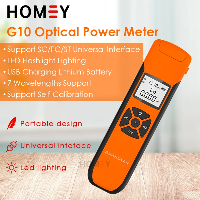 G10 Fiber Optic Power Meter Optical Tester Tool Network Cable Test OPM LED Lighting VFL USB Charging